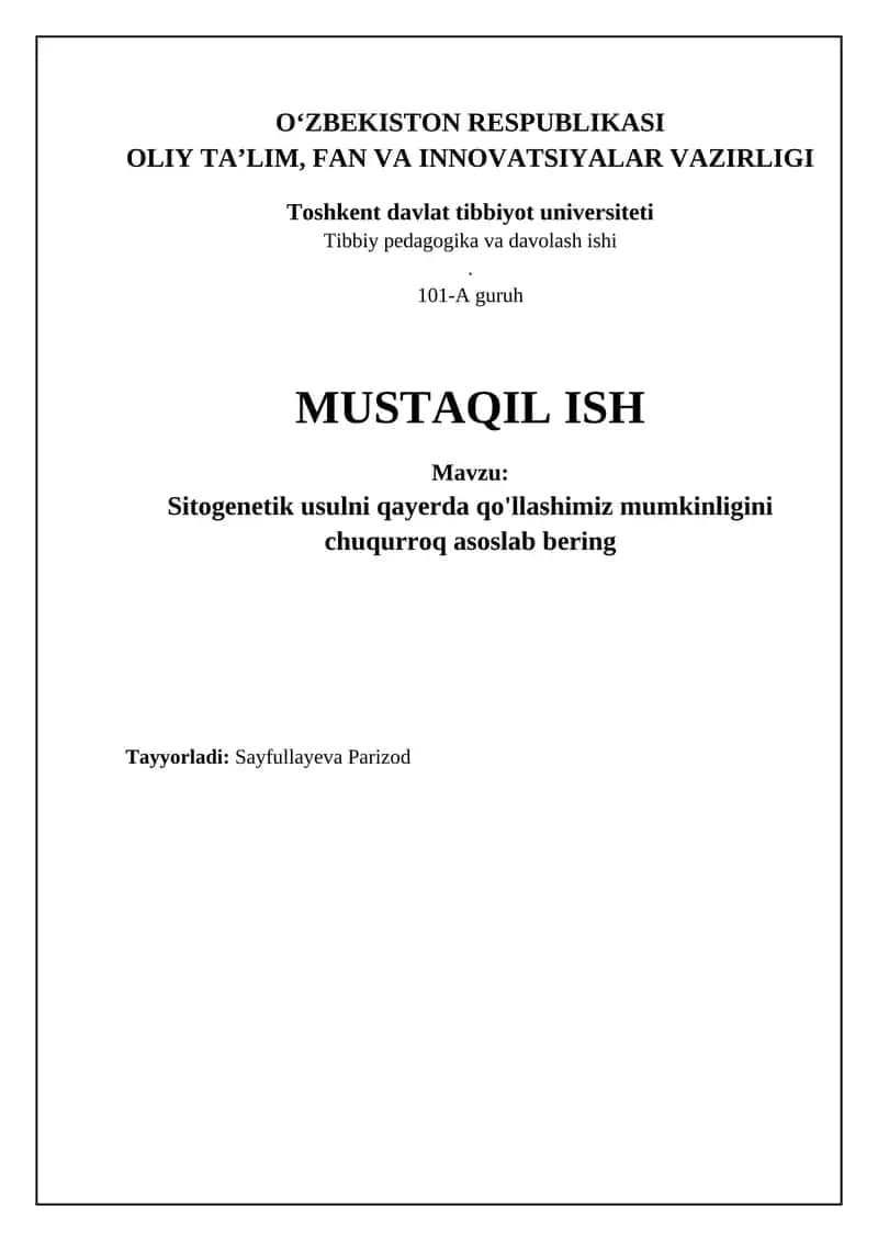 Sitogenetik usullarning evolyutsiyasi va zamonaviy texnologiyalari 1
