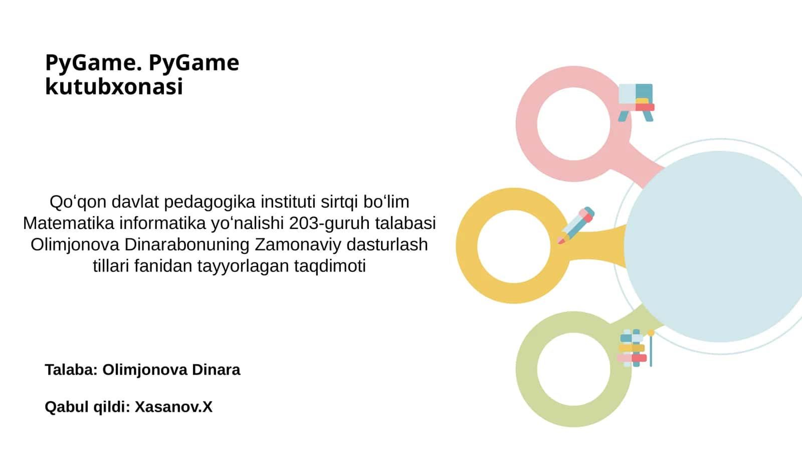 PyGame. PyGame kutubxonasi 1