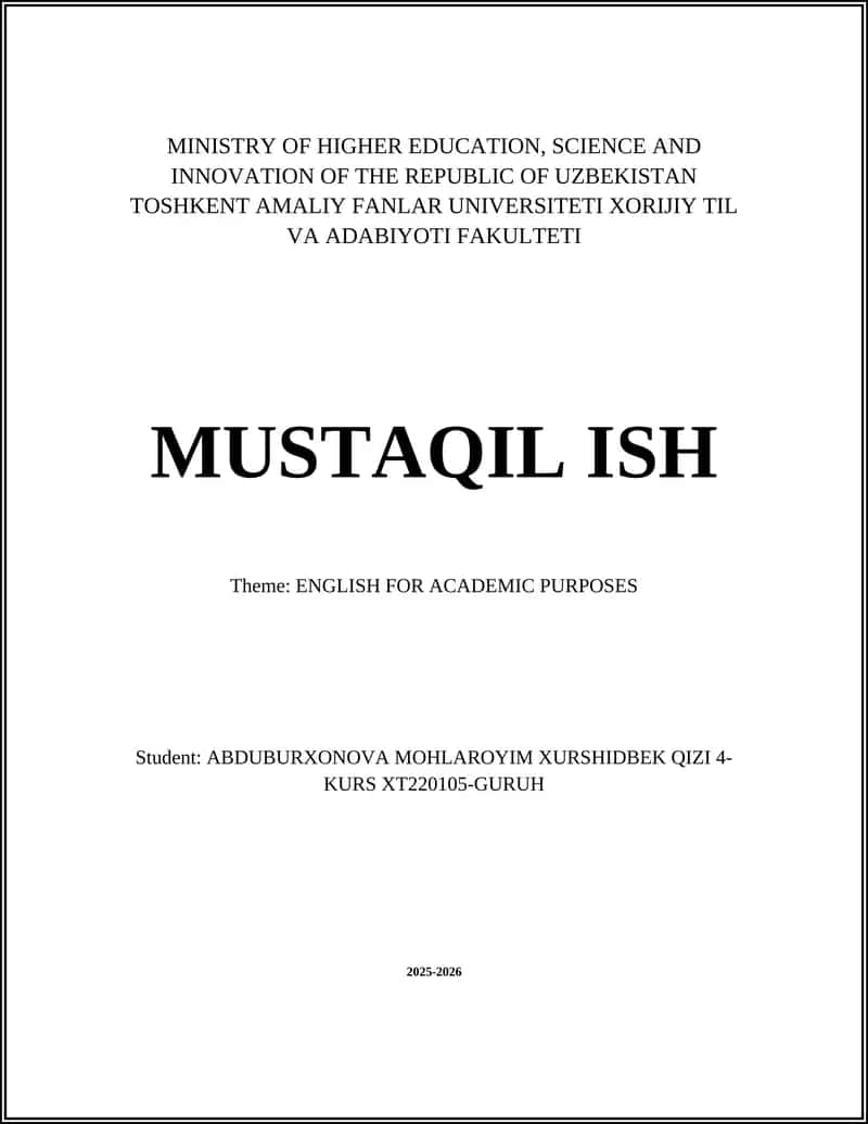 English for Academic Purposes 1
