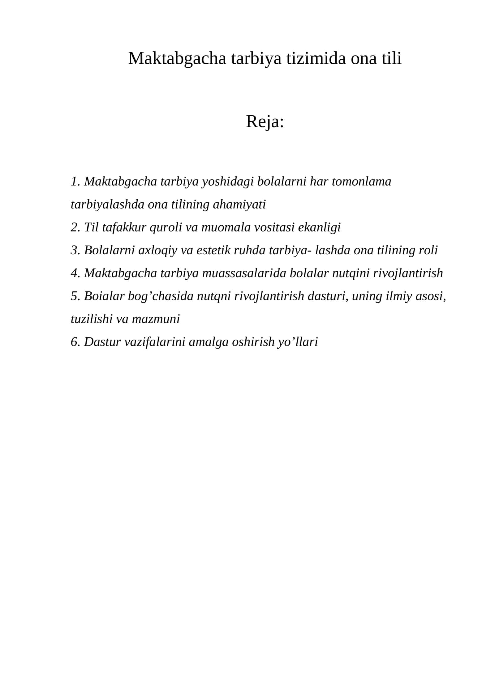 Maktabgacha tarbiya tizimida ona tili 1