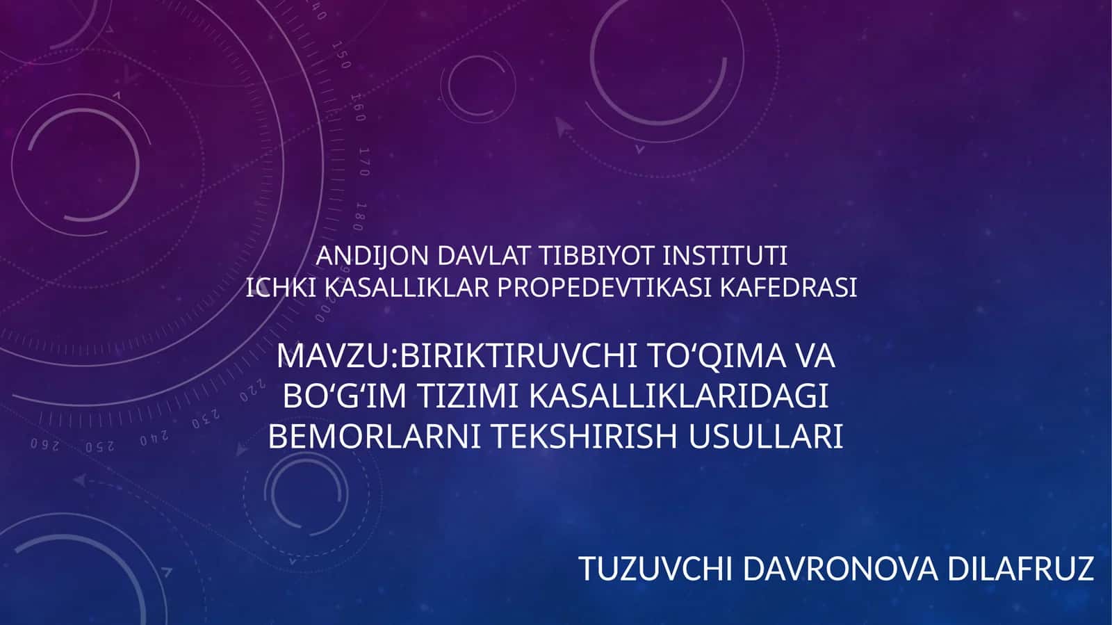 BIRIKTIRUVCHI TOʻQIMA VA BOʻGʻIM TIZIMI KASALLIKLARIDAGI BEMORLARNI TEKSHIRISH USULLARI 1