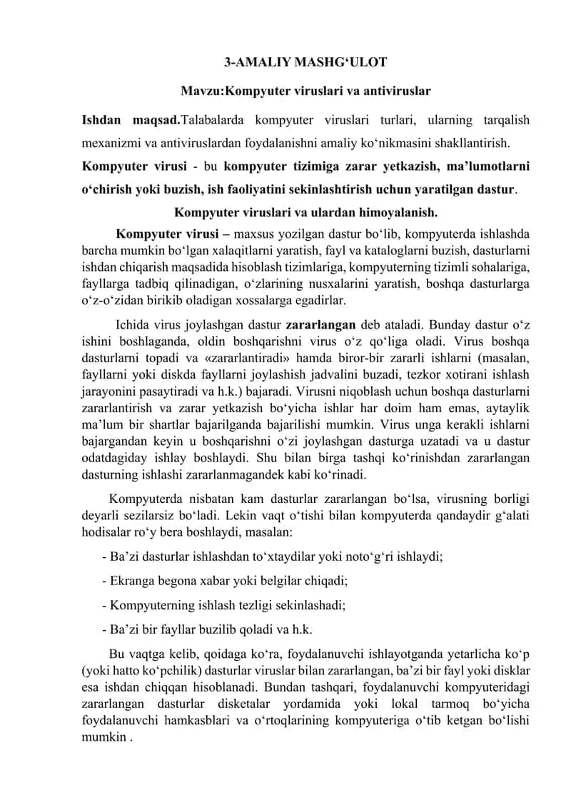 Kompyuter viruslari va antiviruslar 1