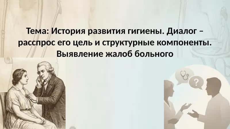 История развития гигиены. Диалог – расспрос его цель и структурные компоненты. Выявление жалоб больн 1