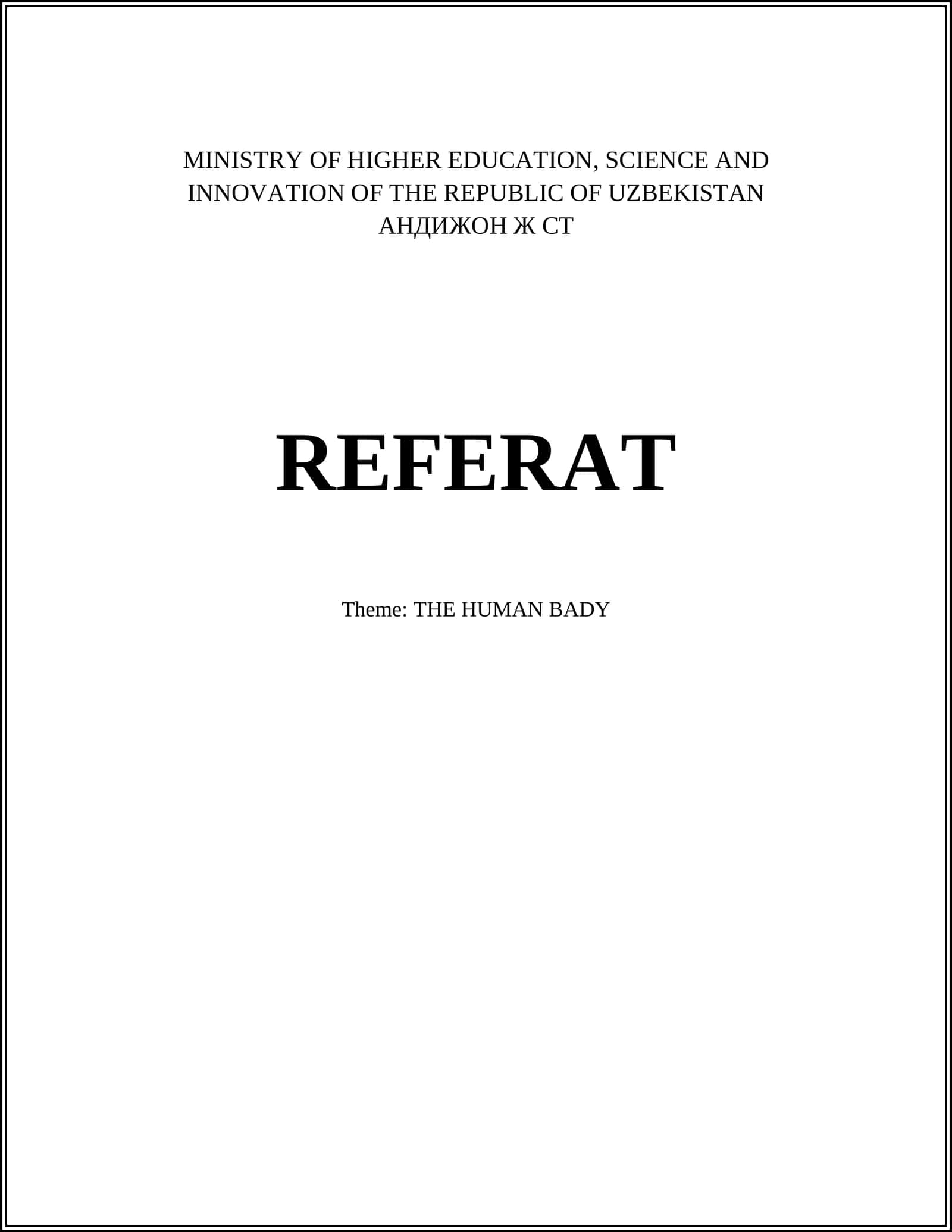 REFERAT: THE HUMAN BADY 1