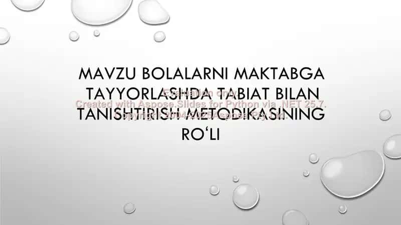 Bolalarni maktabga tayyorlashda tabiat bilan tanishtirish metodikasi 1