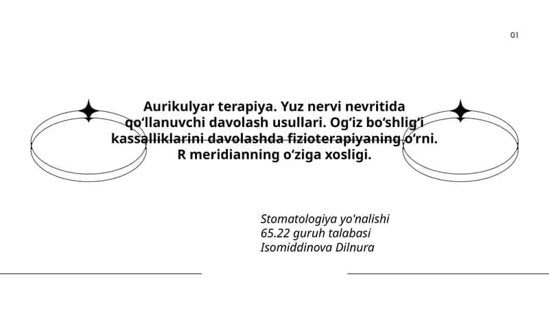 Aurikulyar terapiya. Yuz nervi nevritida qo‘llanuvchi davolash usullari 1