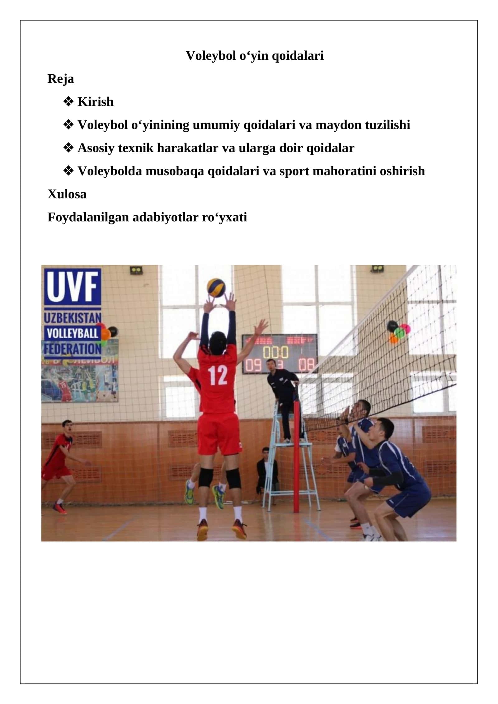 Voleybol o‘yin qoidalari 1