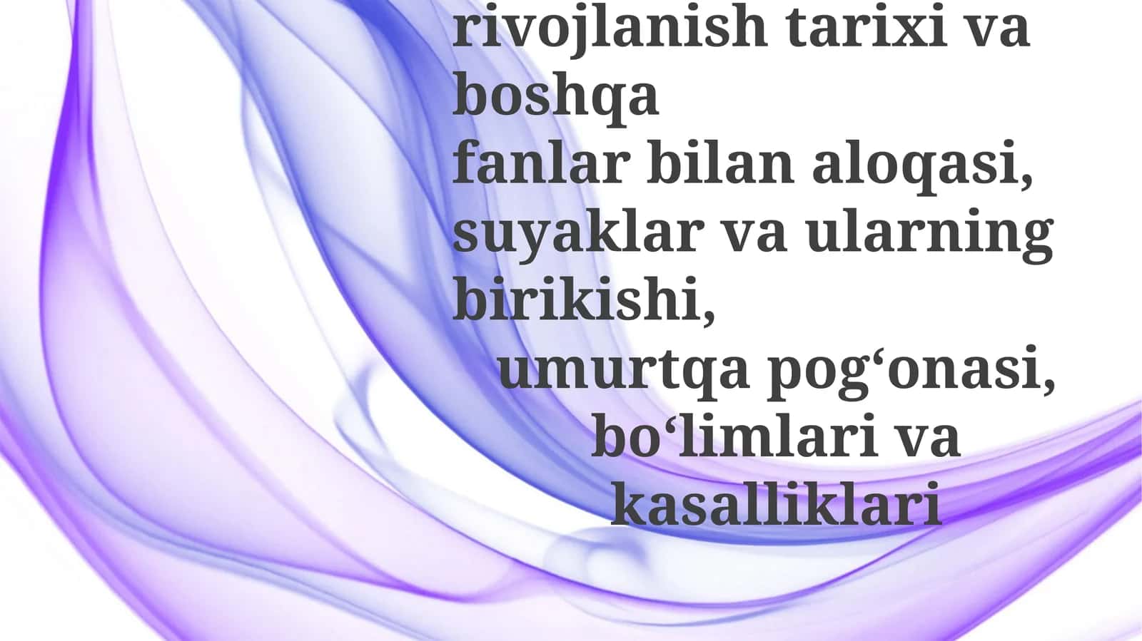 Ramkani to'qimasi: Suyaklar va ularning bog'lanishlari 1