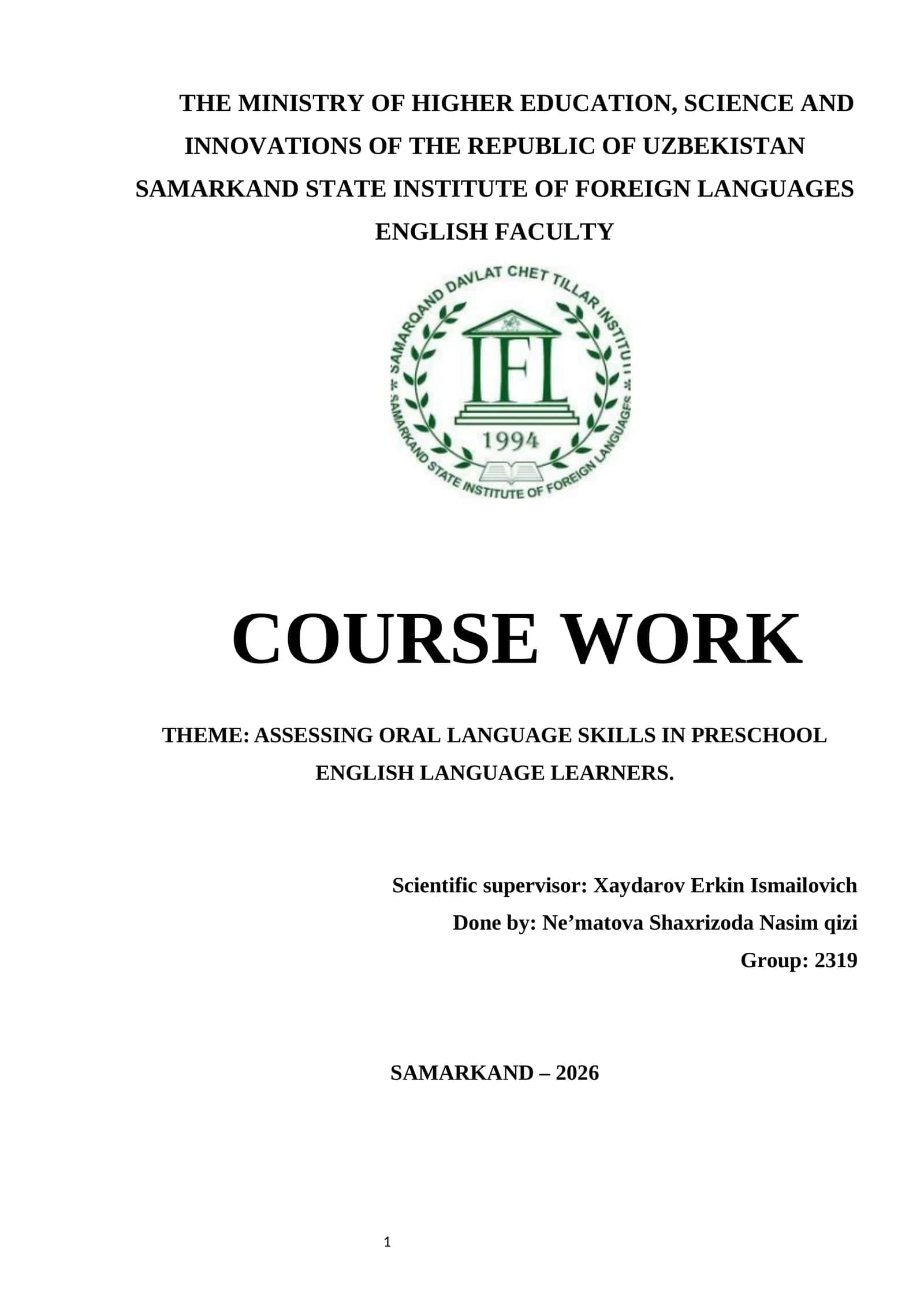 Assessing Oral Language Skills in Preschool English Language Learners 1