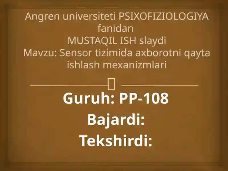 Sensor tizimida axborotni qayta ishlash mexanizmlari