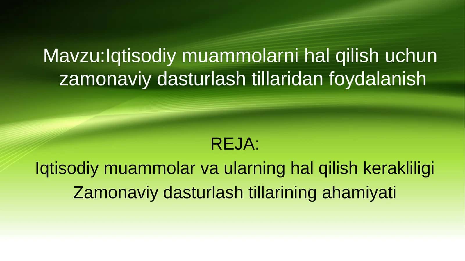 Iqtisodiy muammolarni hal qilish uchun zamonaviy dasturlash tillaridan foydalanish 1