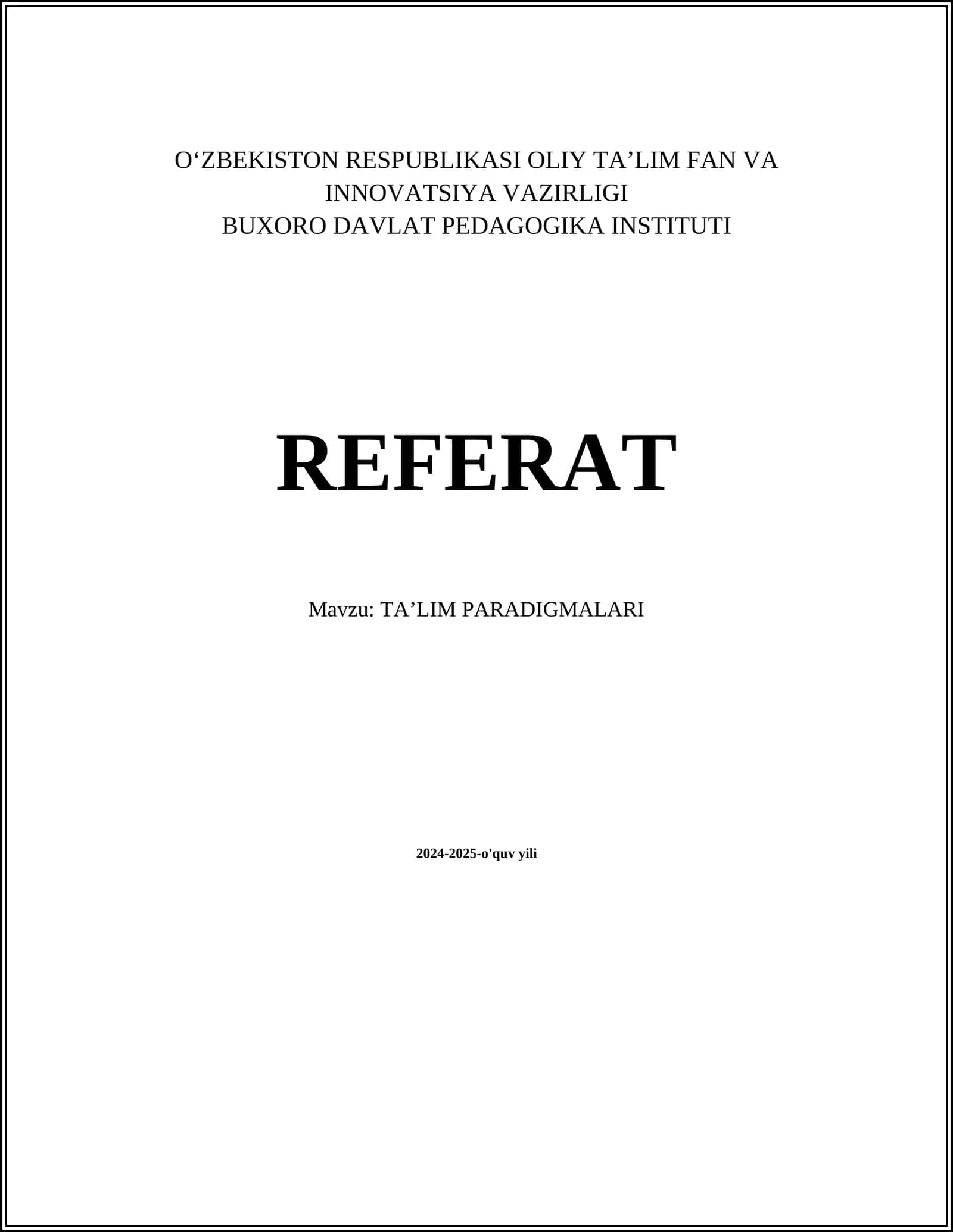 TAʼLIM PARADIGMALARI 1