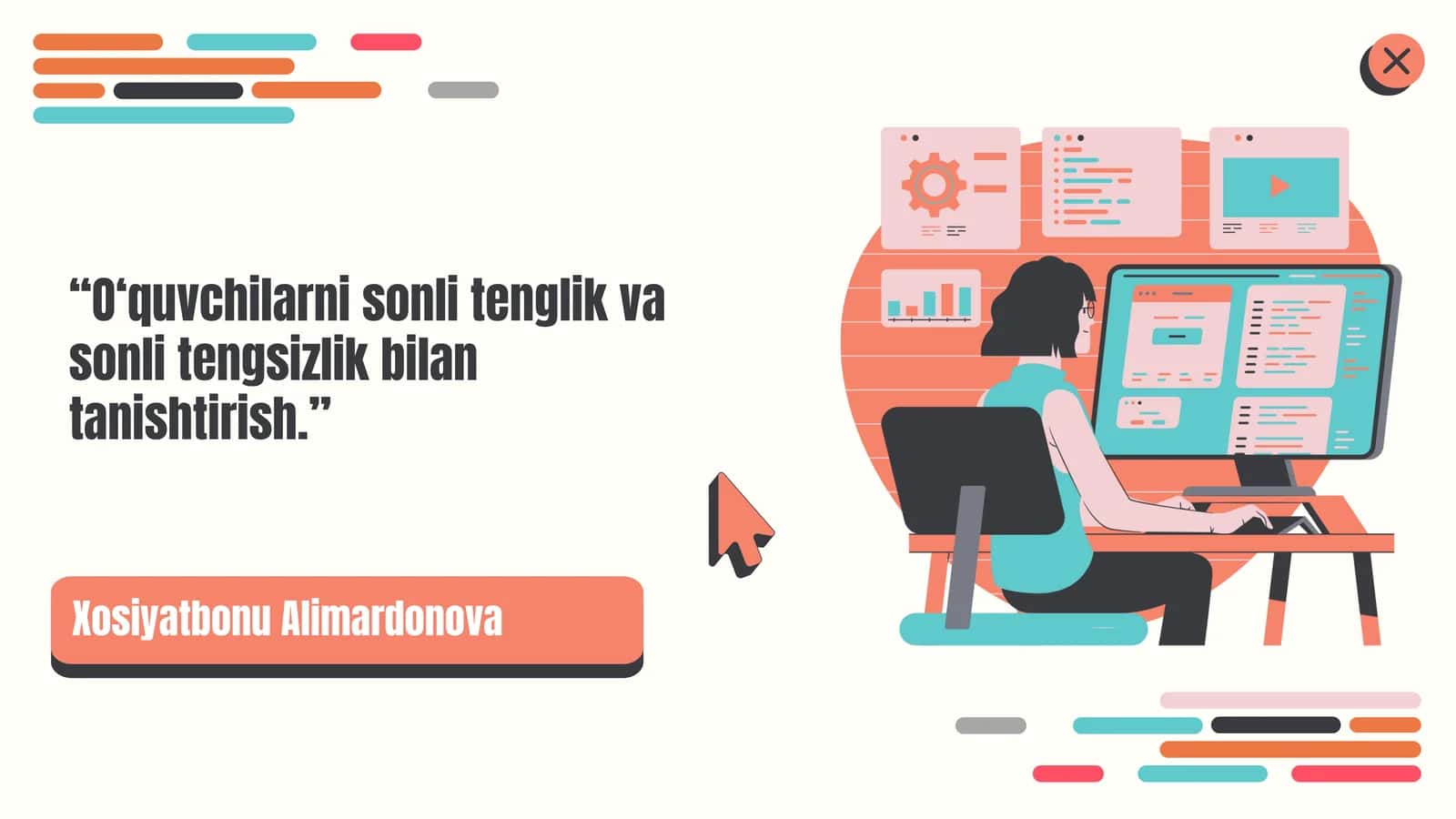 O‘quvchilarni sonli tenglik va sonli tengsizlik bilan tanishtirish 1