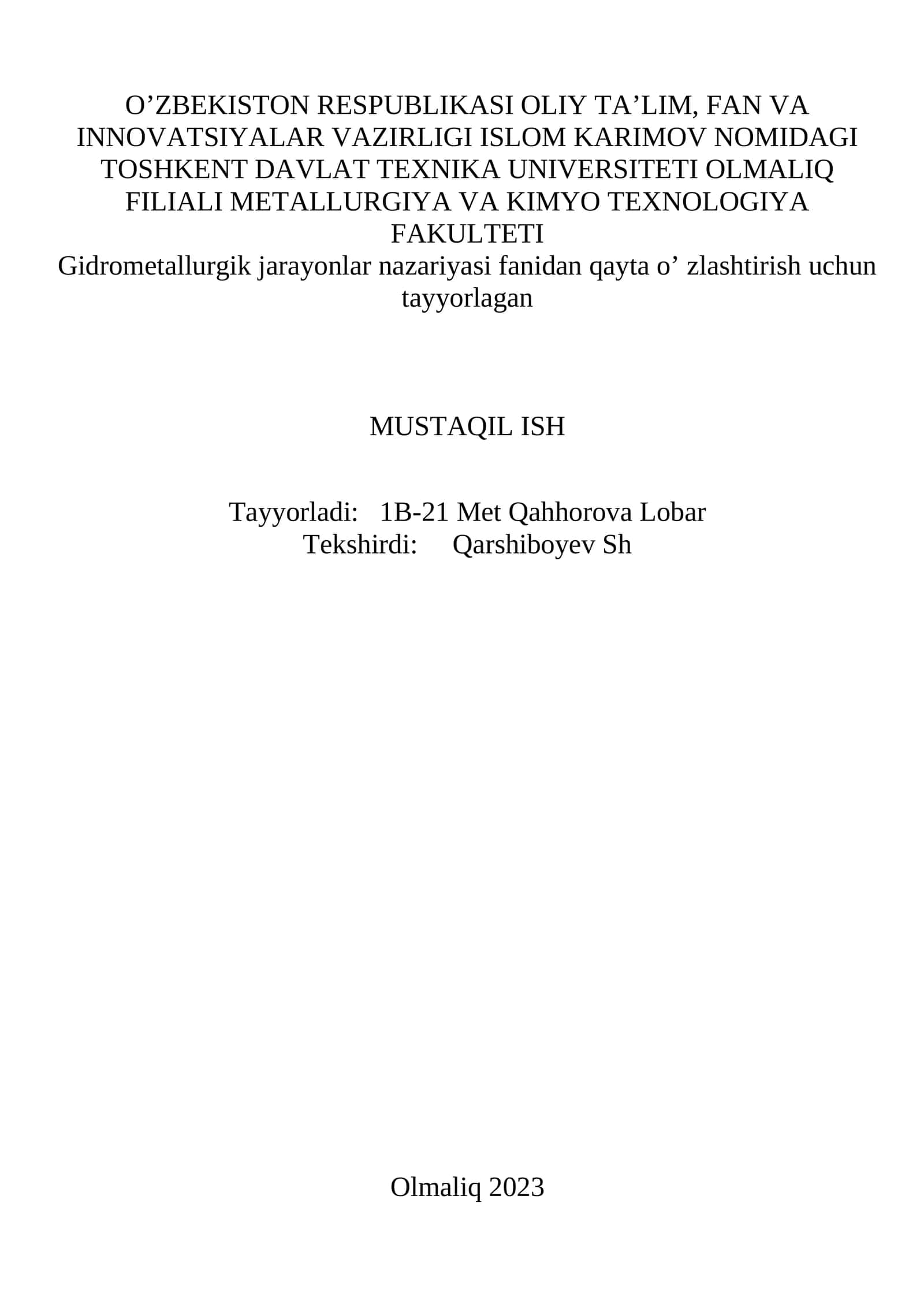 Oltin va kumush gidrometallurgiyasi misolida sof metallarni oksidlantirish yo’li bilan tanlab eritish 1