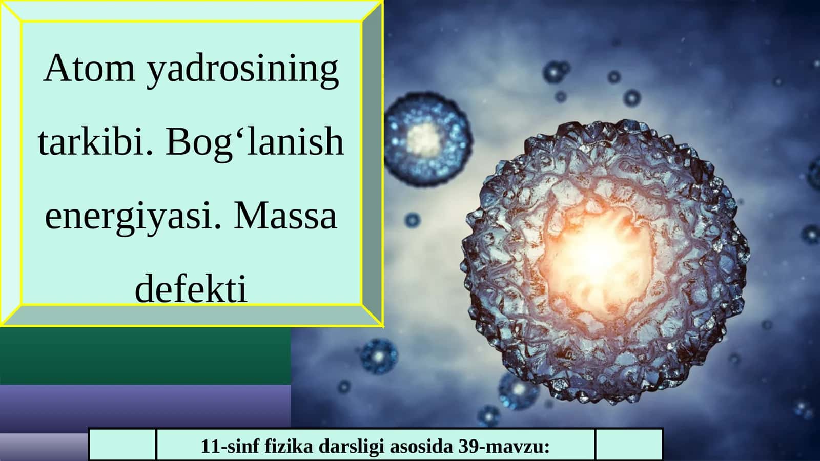 Atom yadrosining tarkibi. Bog‘lanish energiyasi. Massa defekti 1