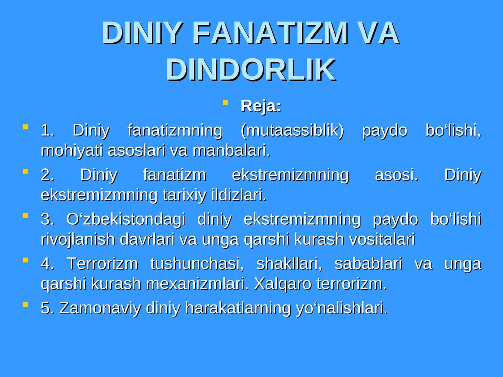 DINIY FANATIZM VA DINDORLIK 1