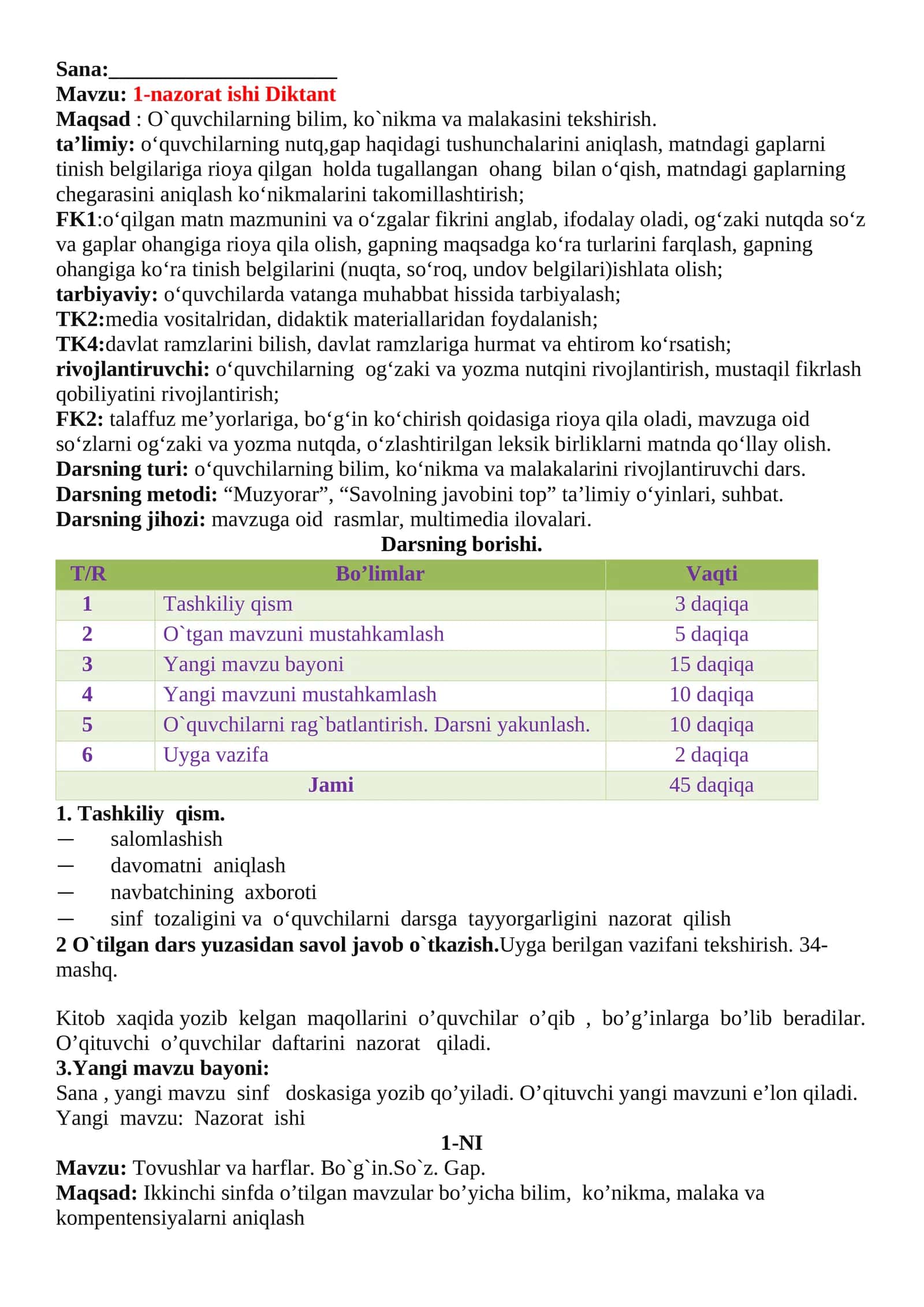 1-nazorat ishi Diktant 1