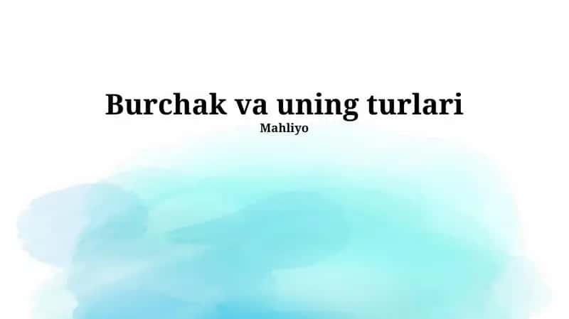 Burchak va uning turlari 1