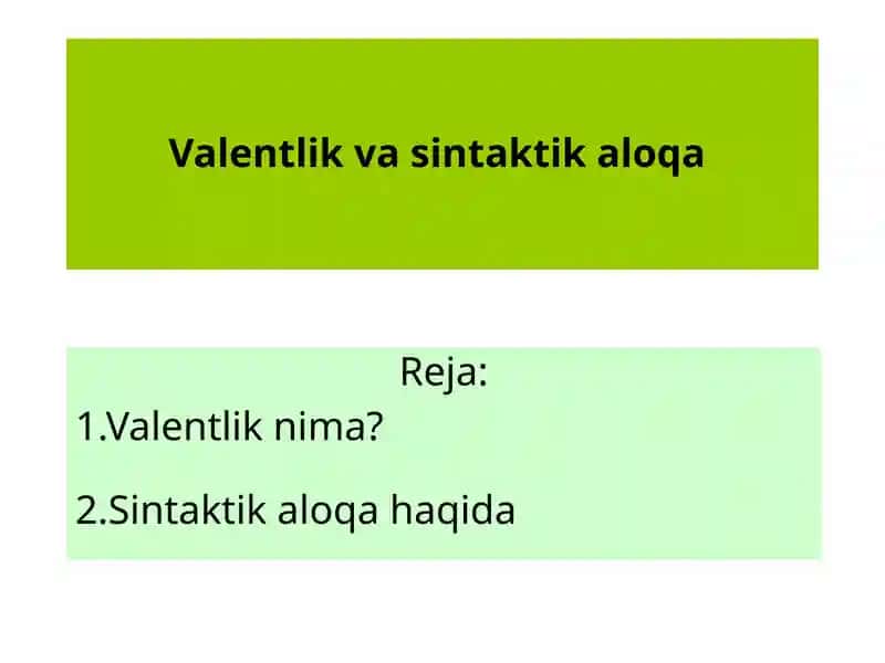Valentlik va sintaktik aloqa