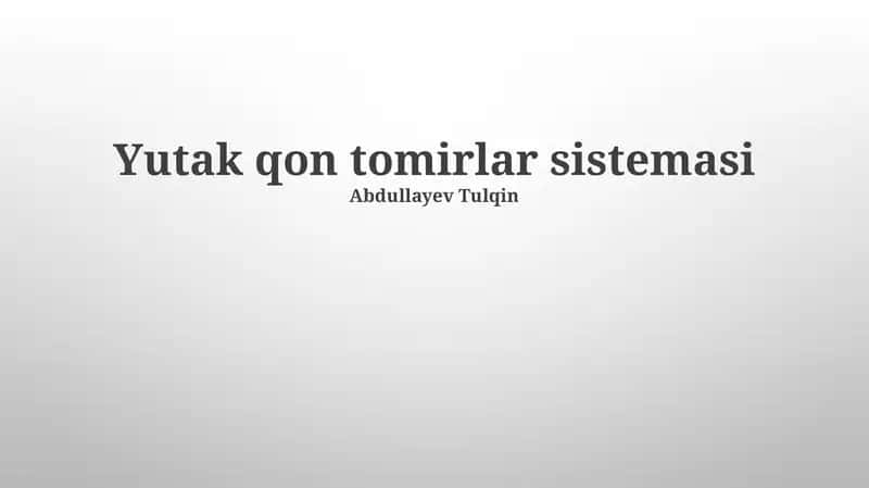 Yurak-qon tomir tizimining tuzilishi 1