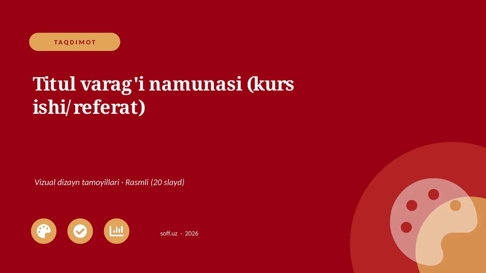 Titul varag'i namunasi (kurs ishi/referat) 1