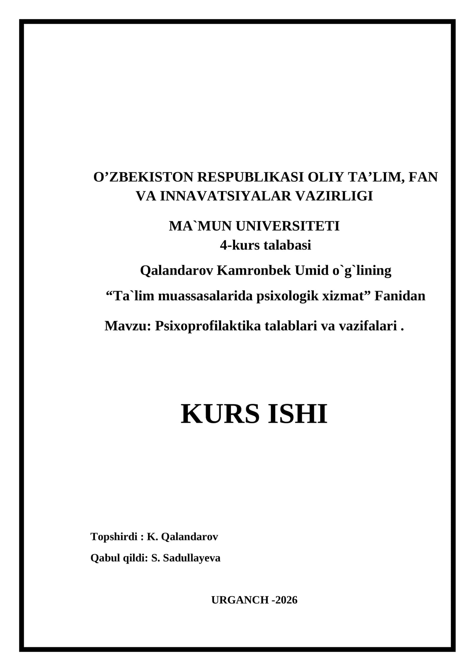 Psixoprofilaktika talablari va vazifalari 1