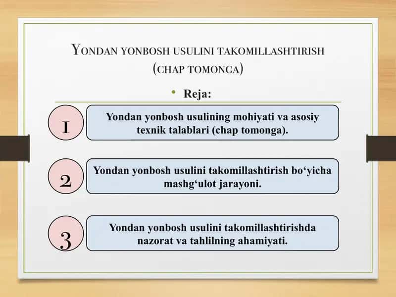 Yondan yonbosh usulini takomillashtirish (chap tomonga) 1