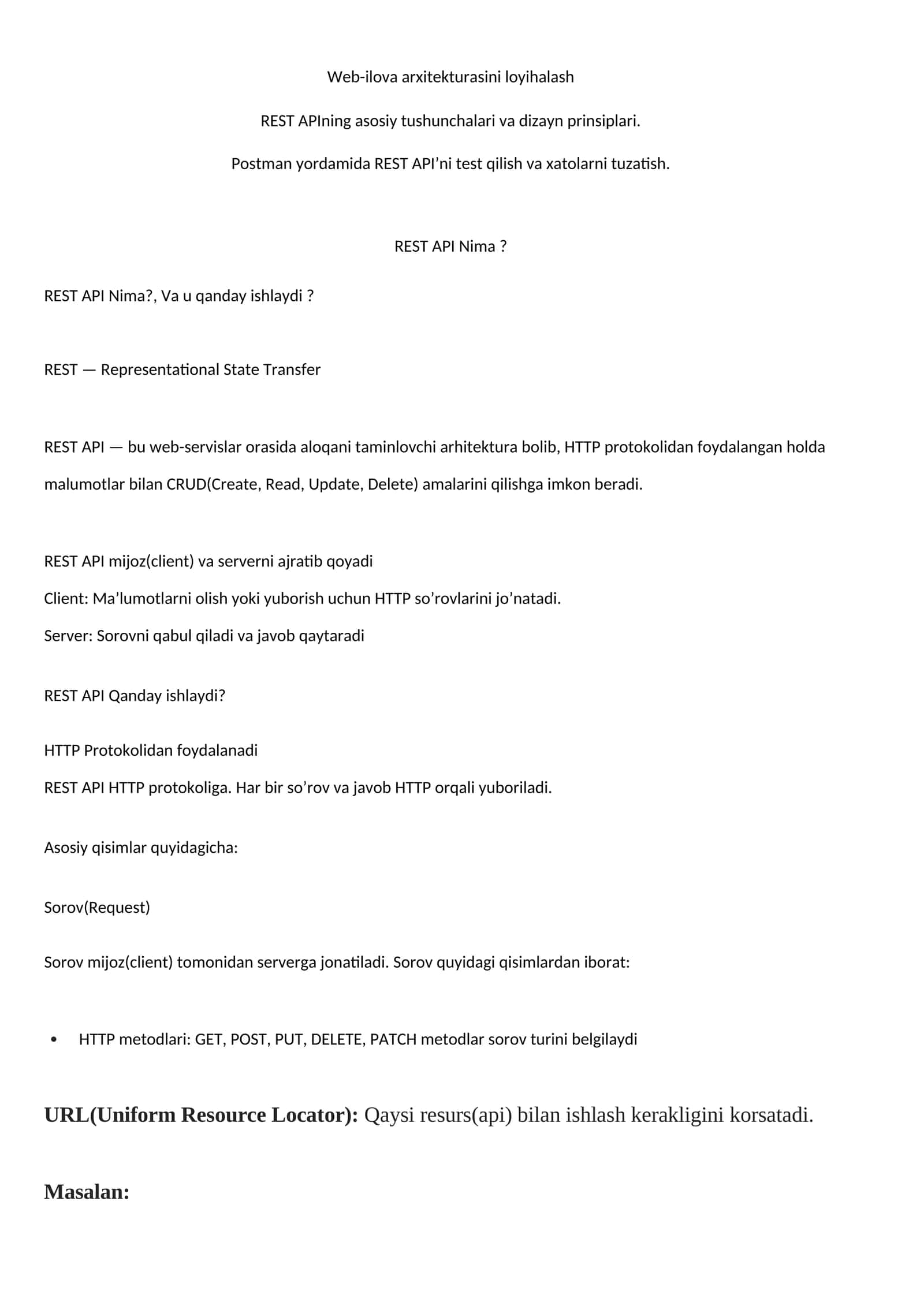 Web-ilova arxitekturasini loyihalash 1