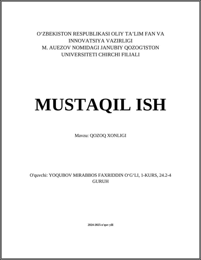 QOZOQ XONLIGI 1