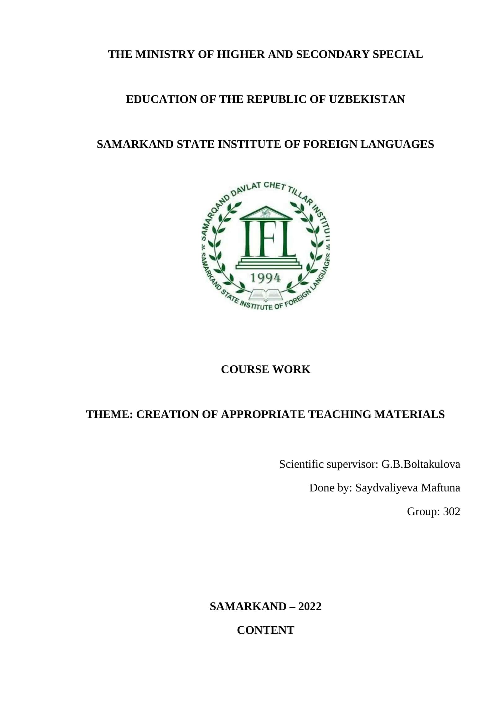 CREATION OF APPROPRIATE TEACHING MATERIALS 1