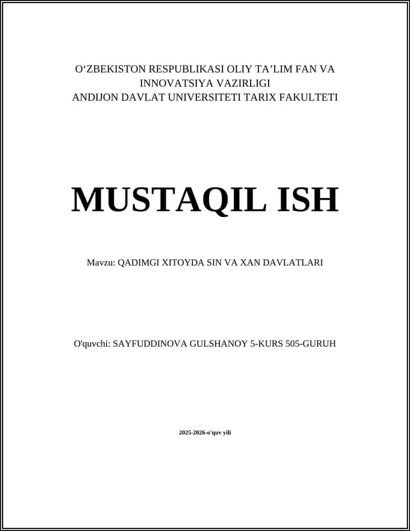 QADIMGI XITOYDA SIN VA XAN DAVLATLARI 1