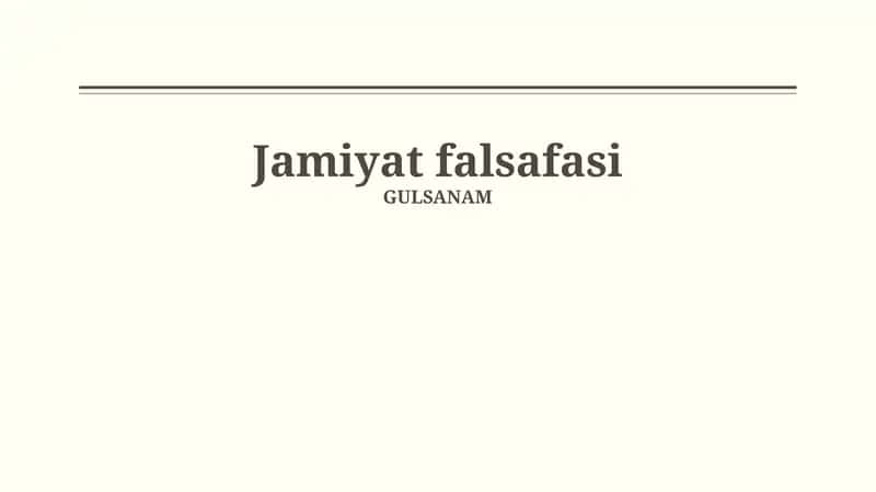 Jamiyat falsafasi 1
