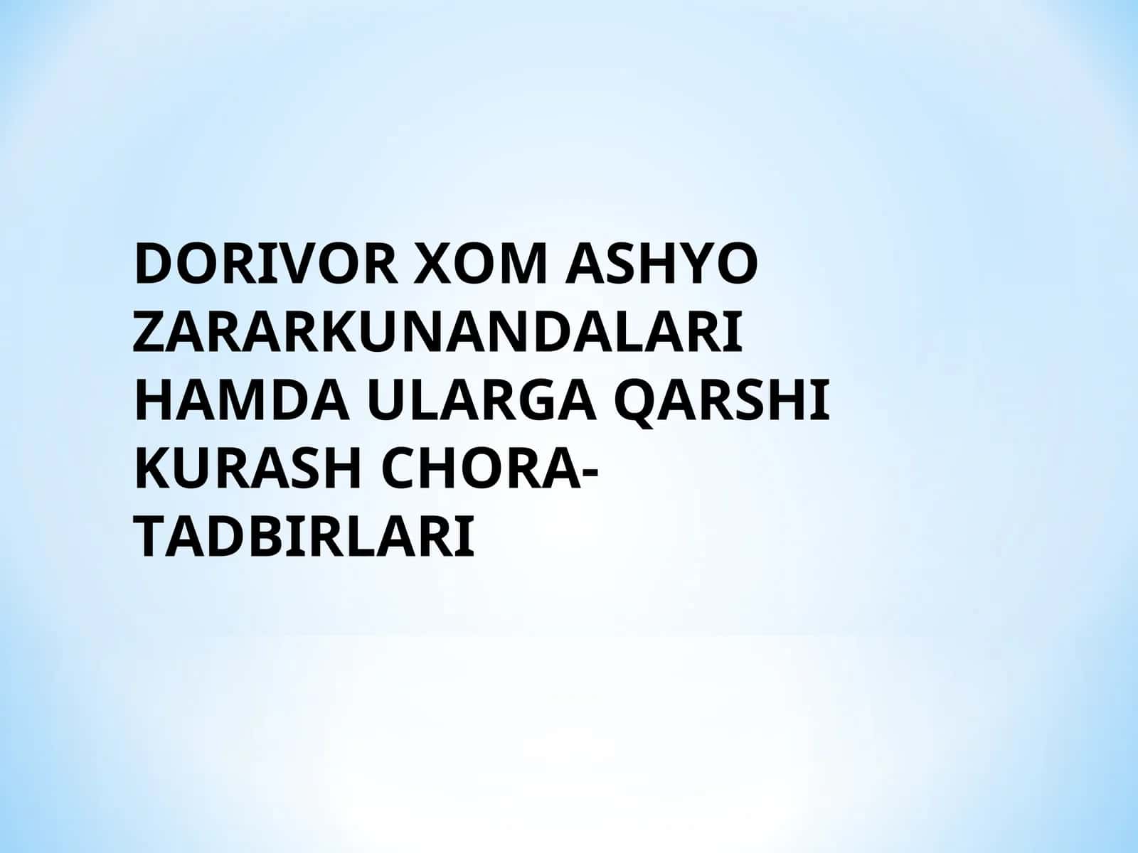 Dorivor xom-ashyo zararkunandalari va ularga qarshi kurash chora tadbirlari 1