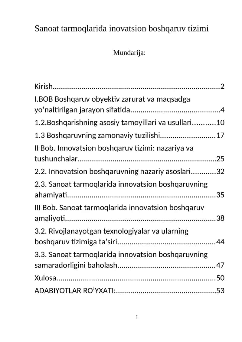 Sanoat tarmoqlarida inovatsion boshqaruv tizimi 1