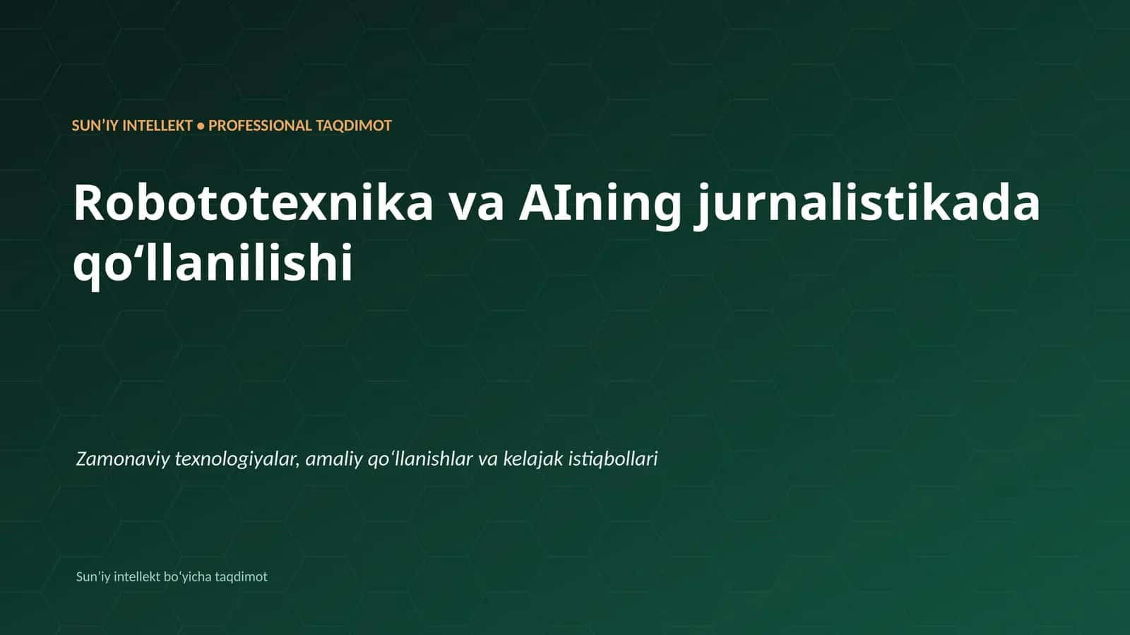 Robototexnika va AIning jurnalistikada qoʻllanilishi 1