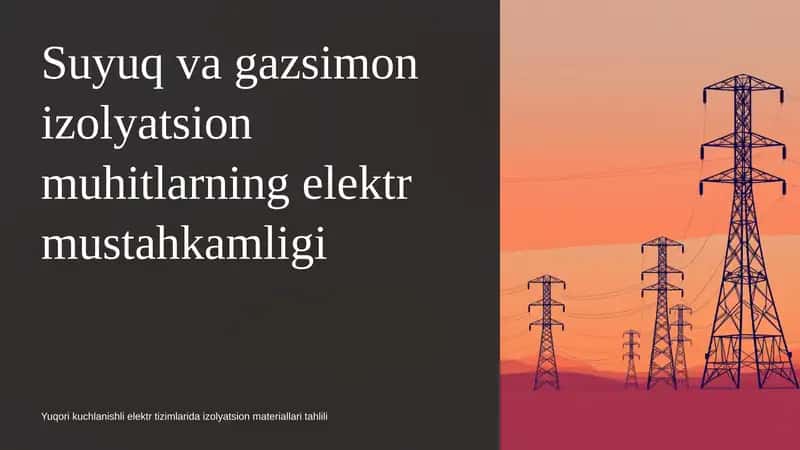 Suyuq va gazsimon izolyatsion muhitlarning elektr mustahkamligi 1