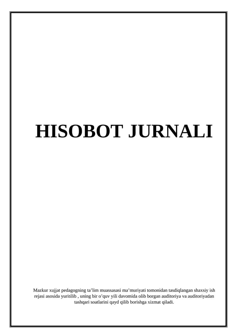 HISOBOT JURNALI 1