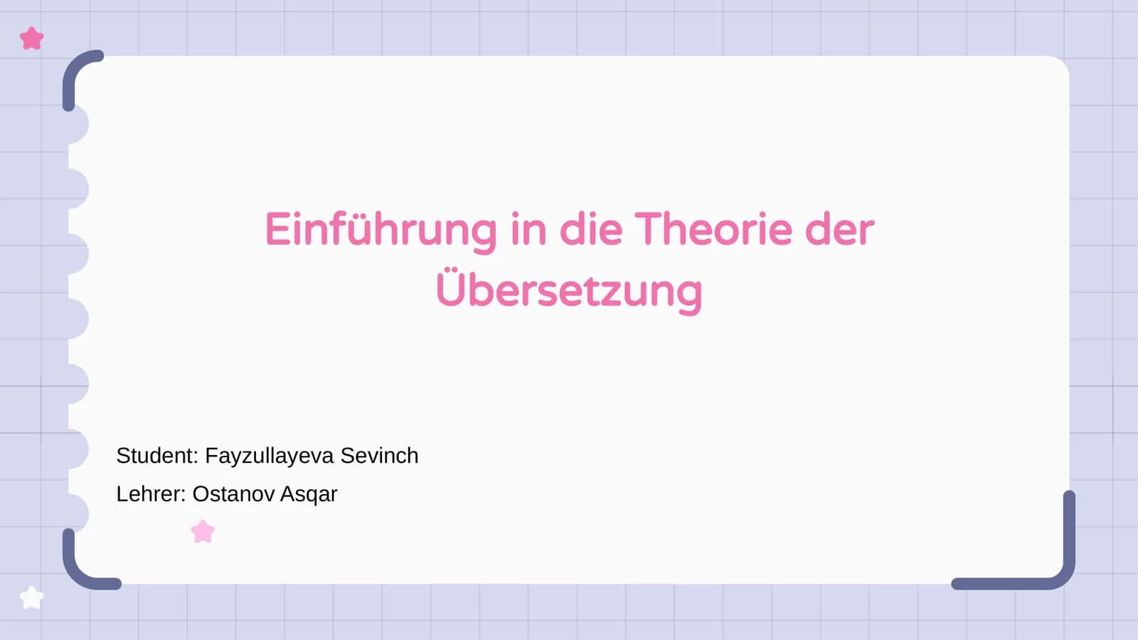 Einführung in die Theorie der Übersetzung 1