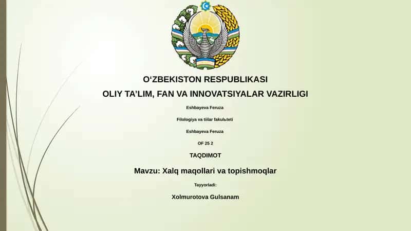 Xalq maqollari va topishmoqlar 1