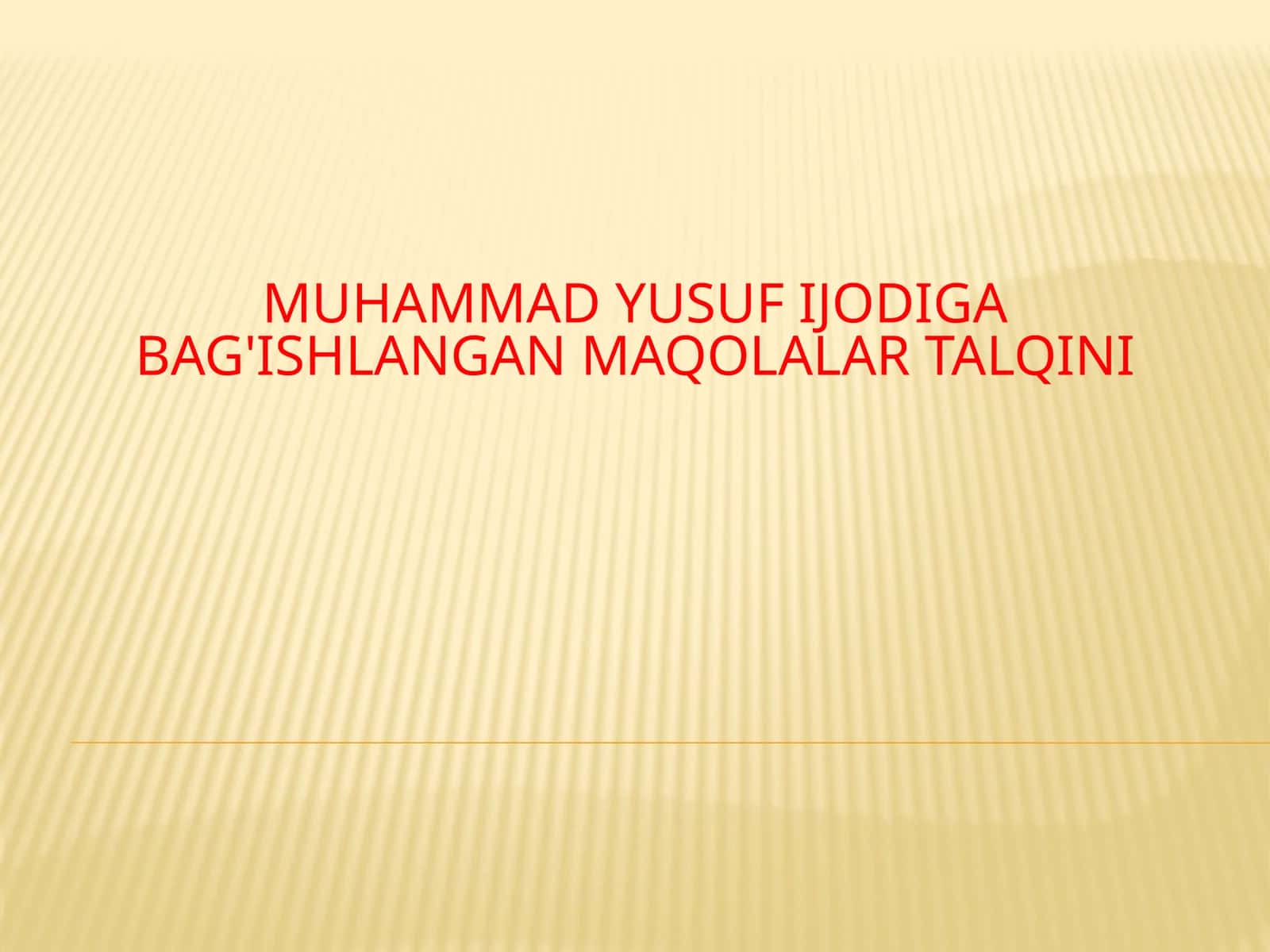 Muhammad Yusuf hayoti va ijodi 1