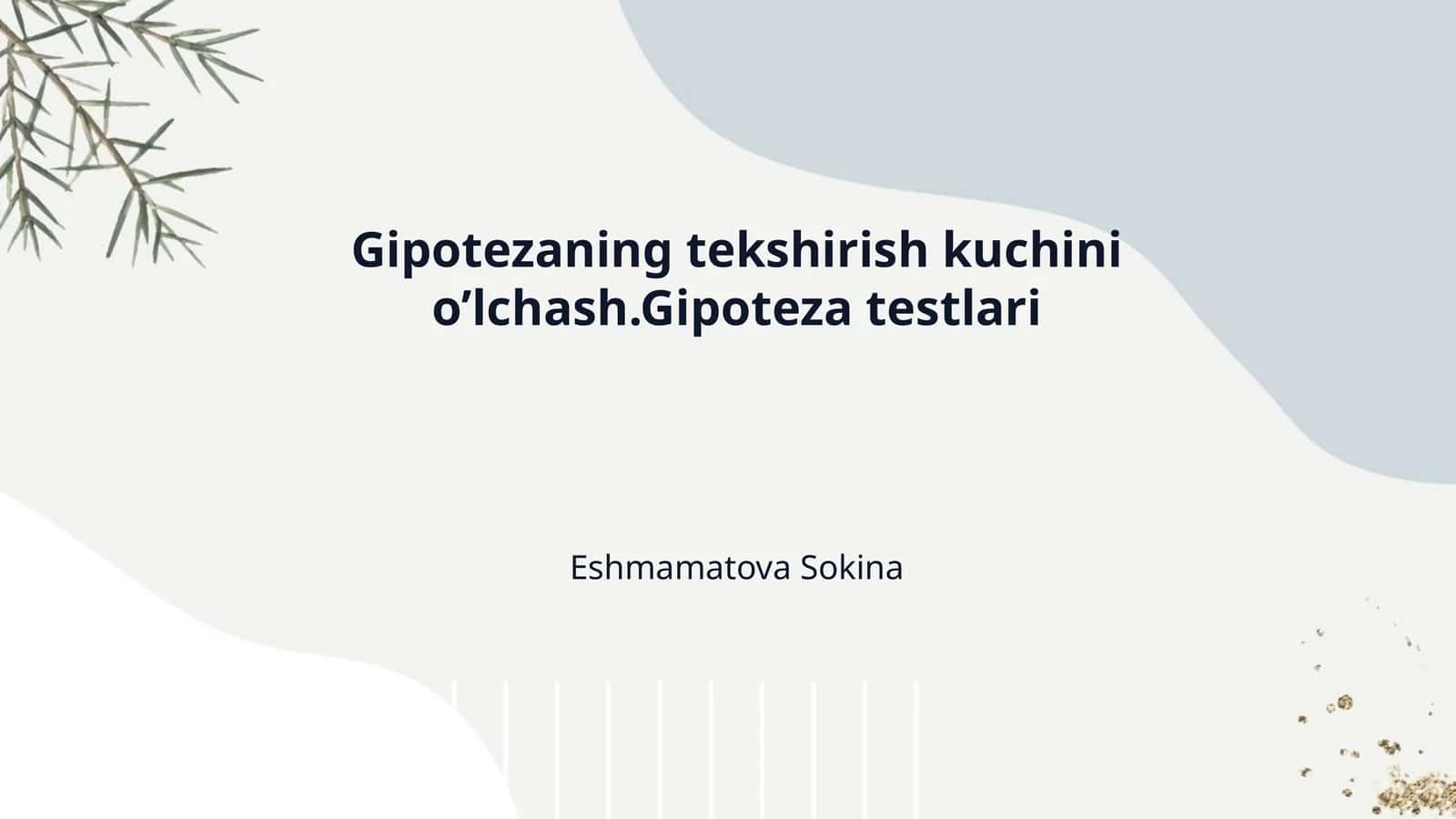 Gipotezaning tekshirish kuchini o’lchash.Gipoteza testlari 1