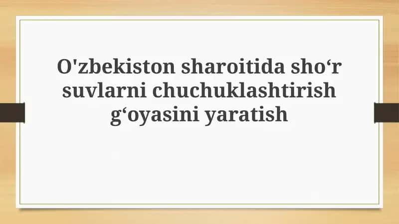 Sho'r suvni chuchuklashtirish 1