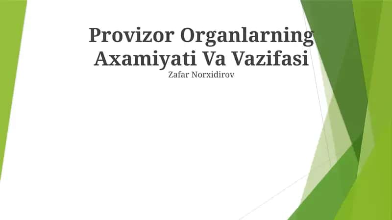 Provizor Organlarning Axamiyati Va Vazifasi 1