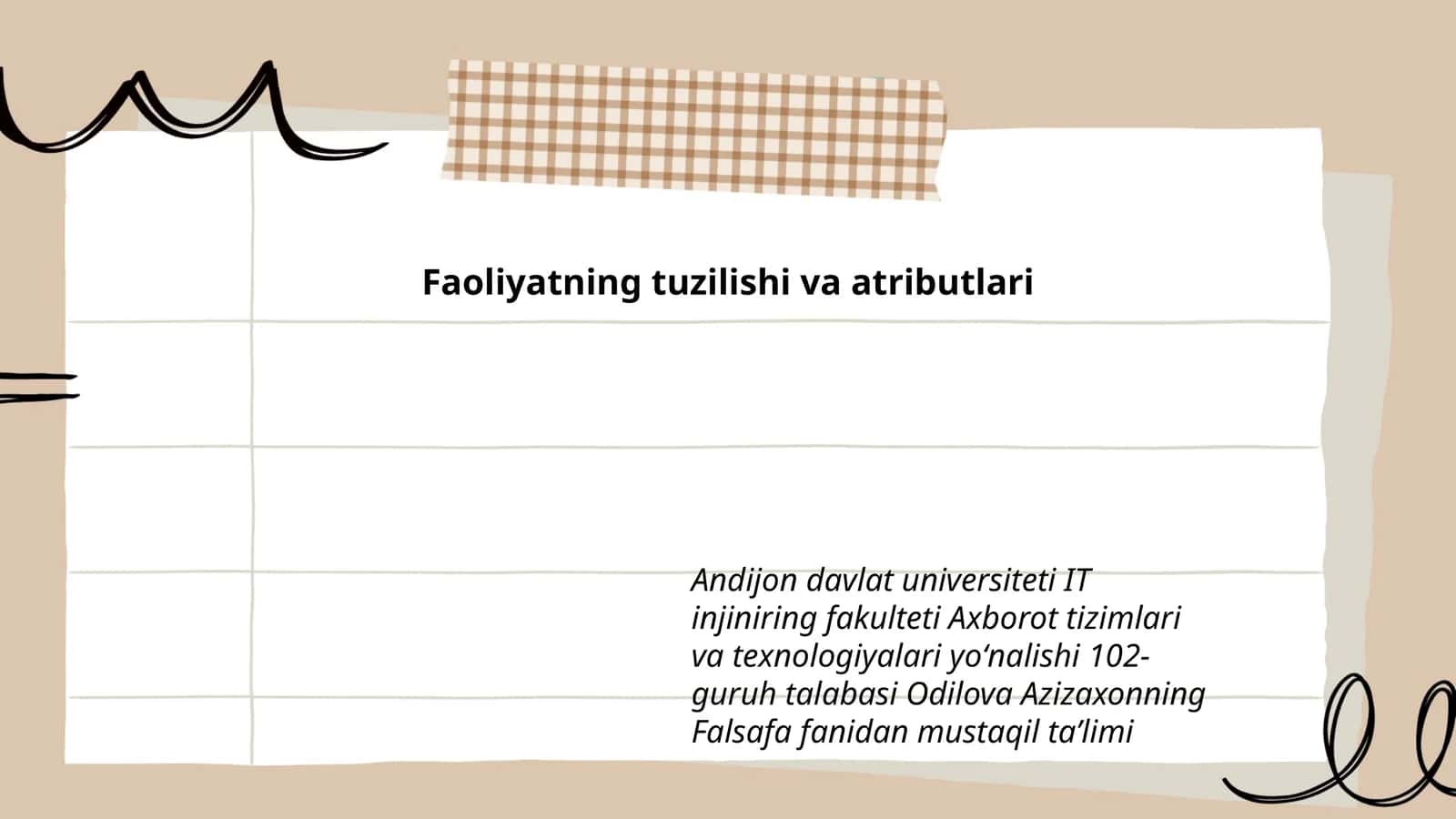 Faoliyatning tuzilishi va atributlari 1