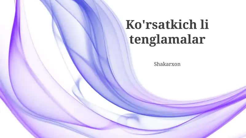 Ko'rsatkich Tenglamalar 1