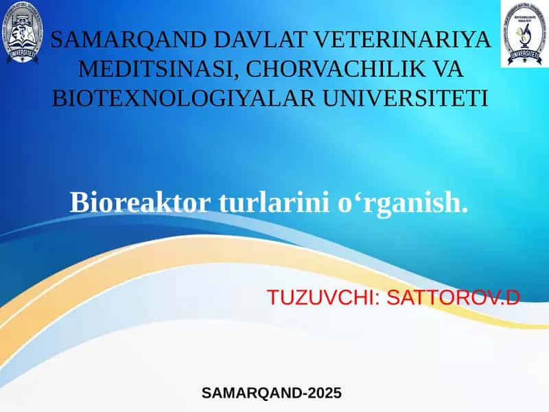 Bioreaktorturlarini o‘rganish 1
