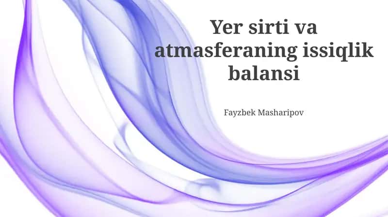 Issiqlik balansi 1