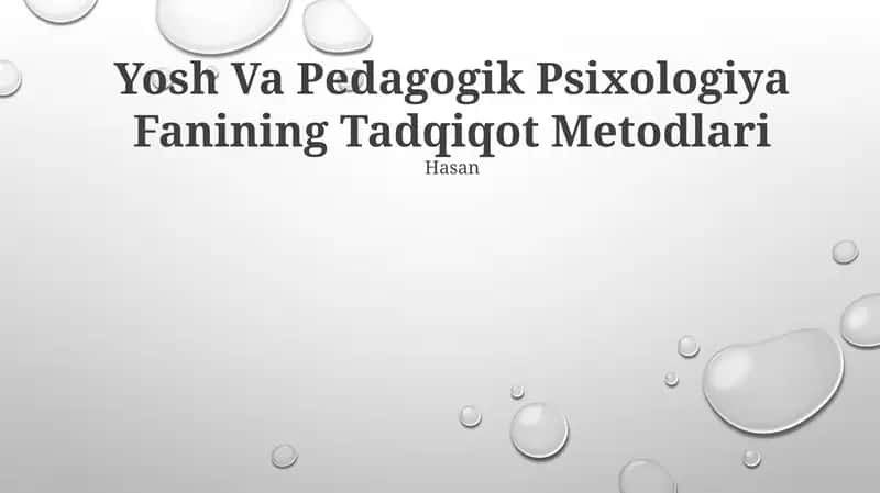 Yosh Va Pedagogik Psixologiya Fanining Tadqiqot Metodlari 1