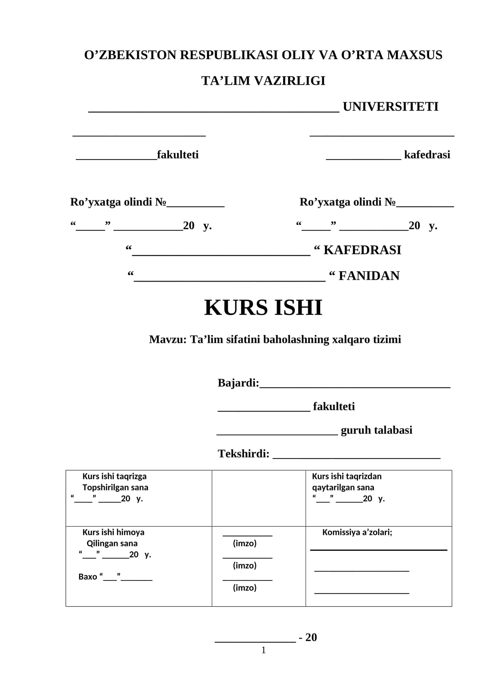 Ta’lim sifatini baholashning xalqaro tizimi 1