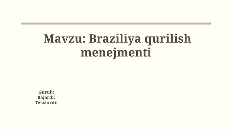 Braziliya Qurilish Menejmenti 1